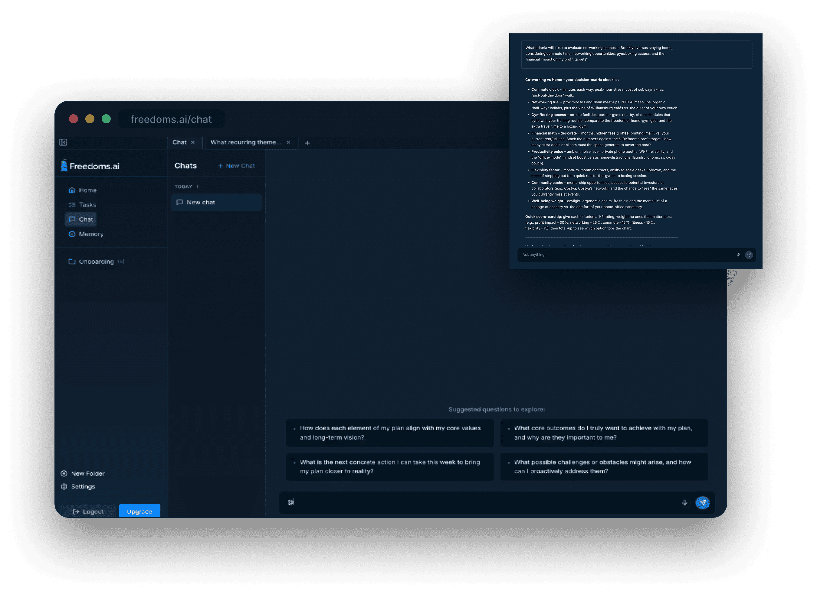 AI Chat browser interface
